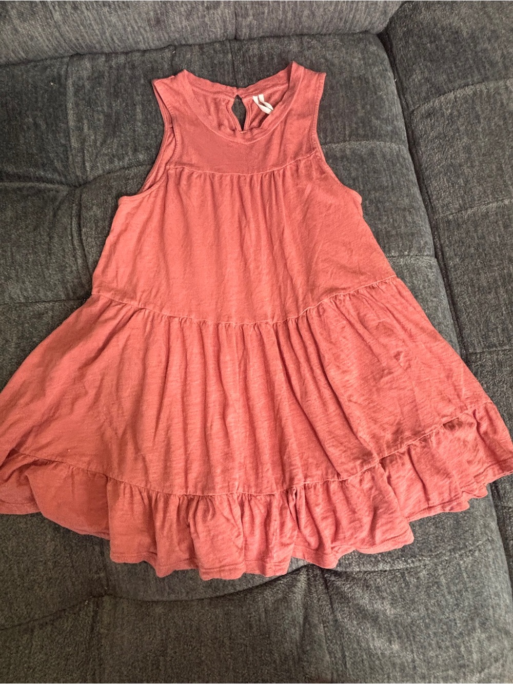 Anthropologie Coral Tiered Sleeveless Mini Dress